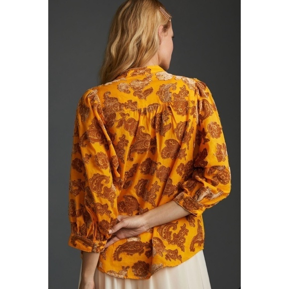 Pilcro Velvet Blouse Top Floral Embroidered Applique Casual Boho Peasant XS NWT - Picture 4 of 15